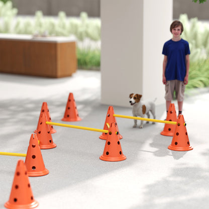 Agility Set for Dogs 6-Piece Dog Agility Equipment Set with 12 Cones 6 Adjustable Hurdles Carry Bag Training Accessories Coordination Training for Games Training