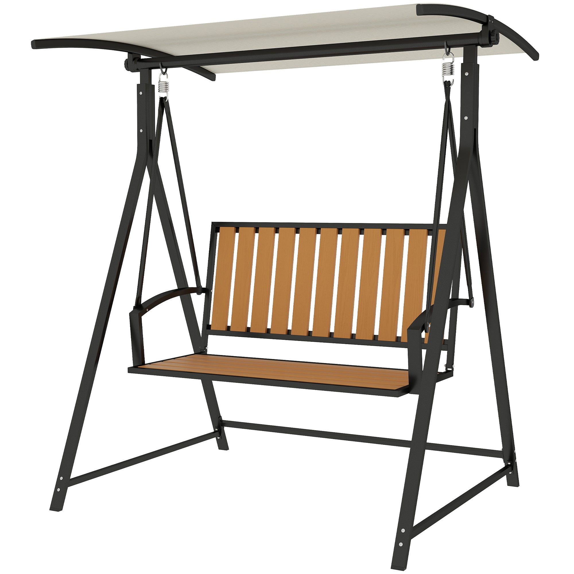 Hollywood Swing with Adjustable Sunshade, 2-Seater Garden Swing, Weatherproof Swing Bench up to 240kg, Garden Lounger for Garden, Patio, 142 x 112 x 162cm, Black