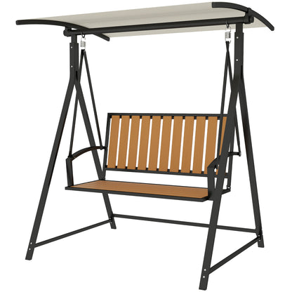 Hollywood Swing with Adjustable Sunshade, 2-Seater Garden Swing, Weatherproof Swing Bench up to 240kg, Garden Lounger for Garden, Patio, 142 x 112 x 162cm, Black