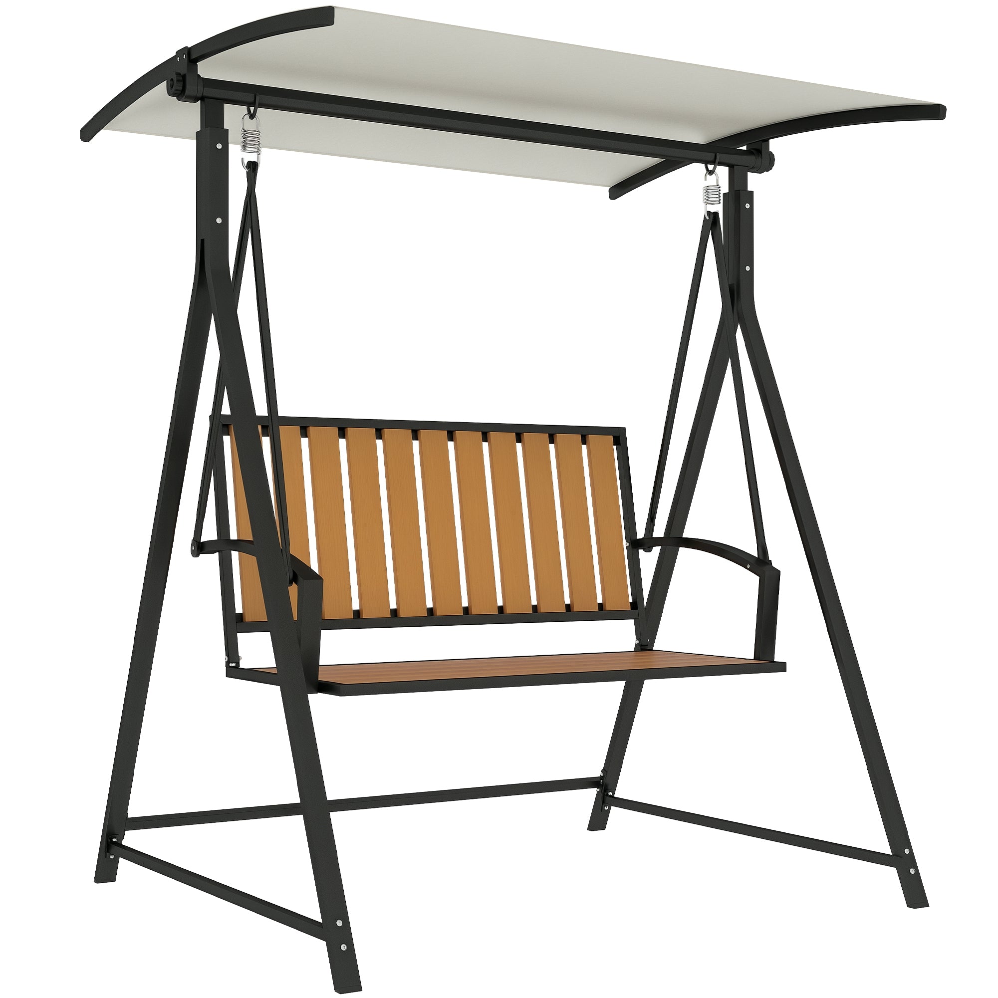 Hollywood Swing with Adjustable Sunshade, 2-Seater Garden Swing, Weatherproof Swing Bench up to 240kg, Garden Lounger for Garden, Patio, 142 x 112 x 162cm, Black