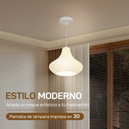 Modern Pendant Lamp Ceiling Lamp E27 with 3D Printing Shade Lighting for Dining Room Kitchen Living Room Bar Restaurant White