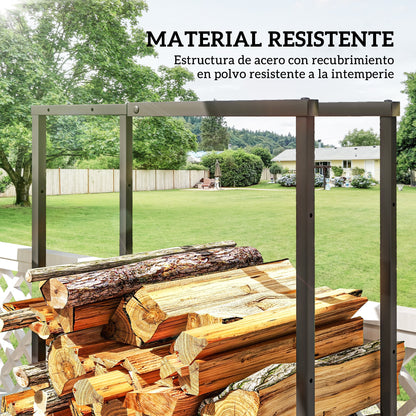 Adjustable Log Holder Metal Log Rack with 4 Hooks 100 kg Capacity for Indoor and Outdoor Use 40-65x25x100-150 cm Black