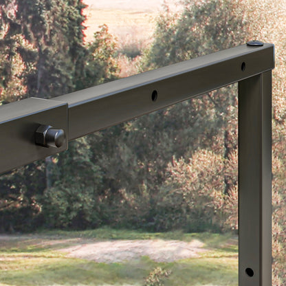 Adjustable Log Holder Metal Log Rack with 4 Hooks 100 kg Capacity for Indoor and Outdoor Use 40-65x25x100-150 cm Black