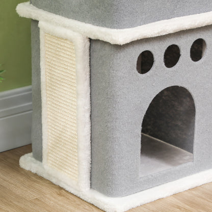 126 cm Cat Scratching Tree Tower for Cats with Nests Platforms Hanging Balls and Sisal Posts Cream