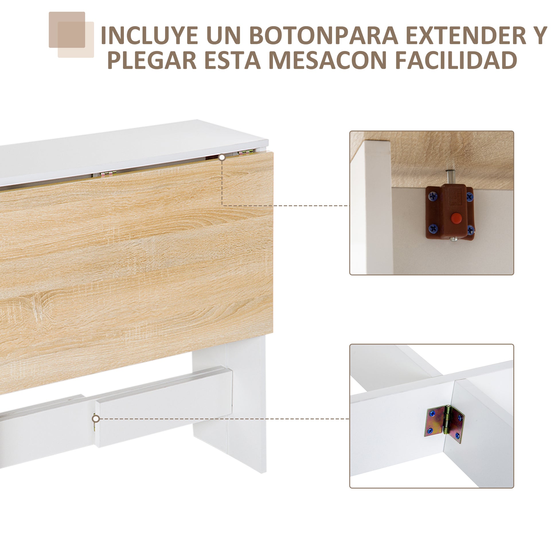 Folding Dining Table Kitchen Side Table with 2 Drop Leaves Space Saving Modern Design 103x76x73.5cm Wood