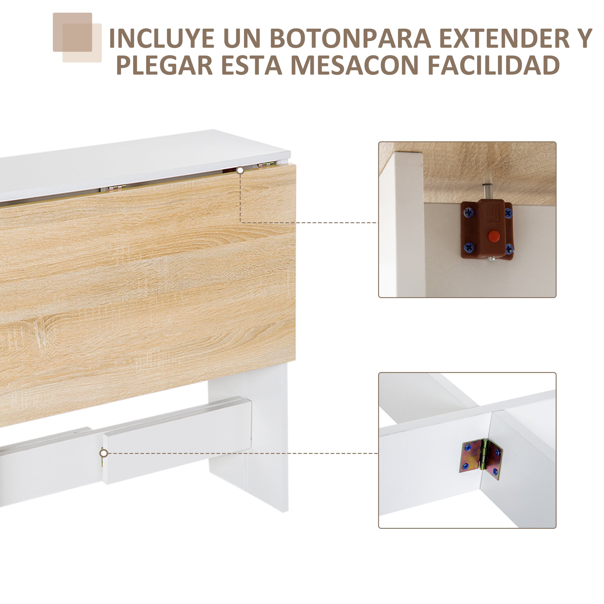 Folding Dining Table Kitchen Side Table with 2 Drop Leaves Space Saving Modern Design 103x76x73.5cm Wood