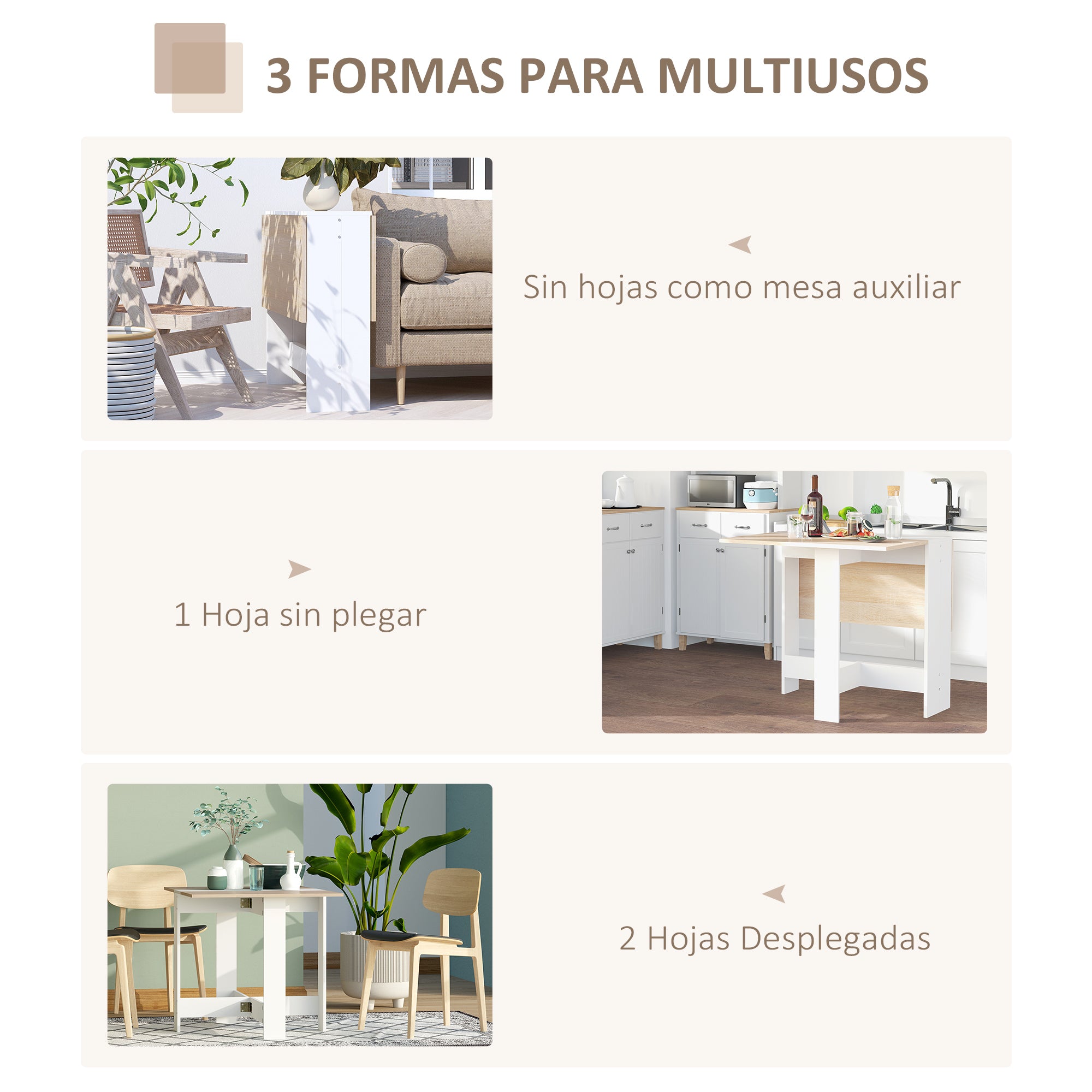 Folding Dining Table Kitchen Side Table with 2 Drop Leaves Space Saving Modern Design 103x76x73.5cm Wood