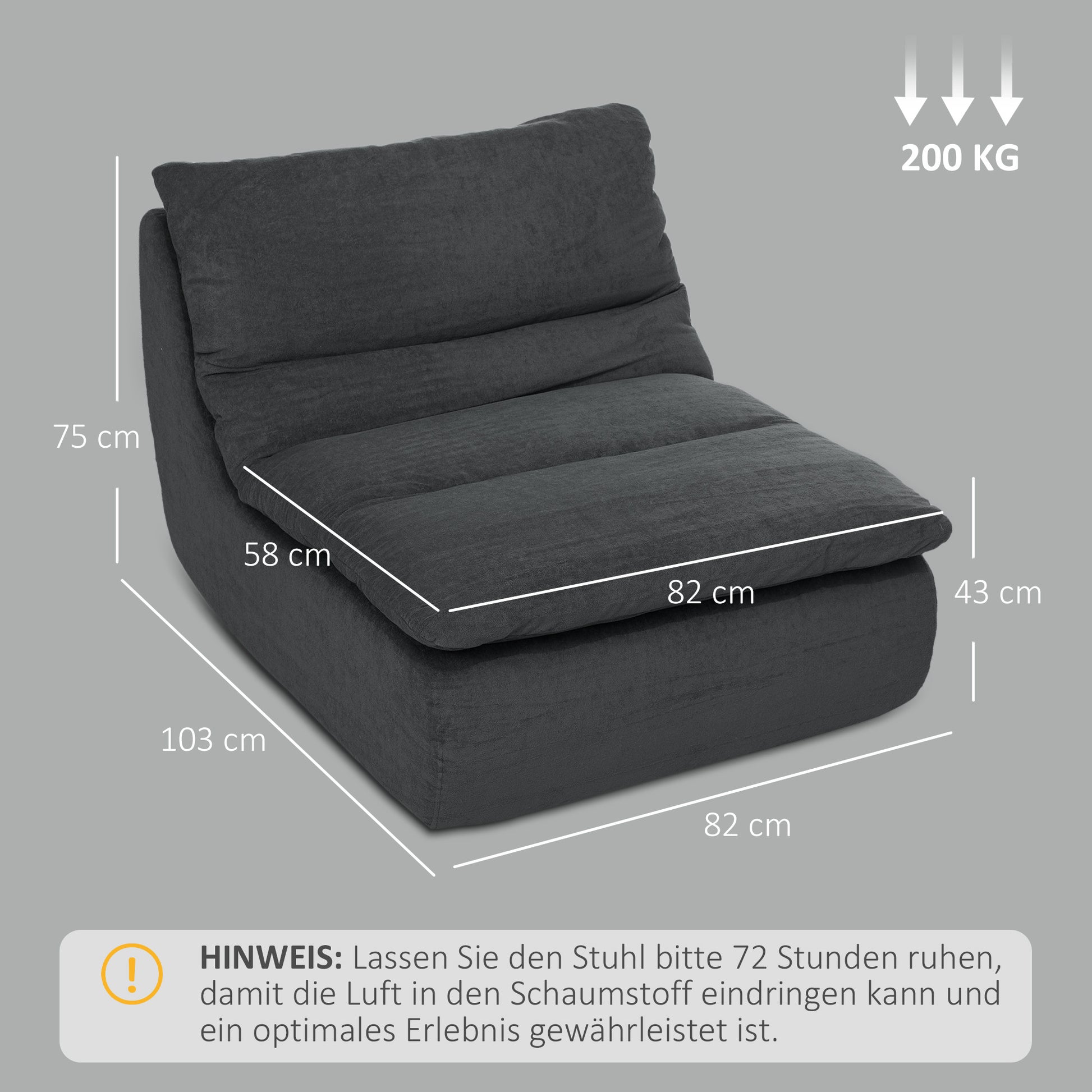 Floor Chair with one-piece ultra-high-density foam, floor seat Lazy Sofa with velvet look Meditation chair Recliner for Home, Office, Gray