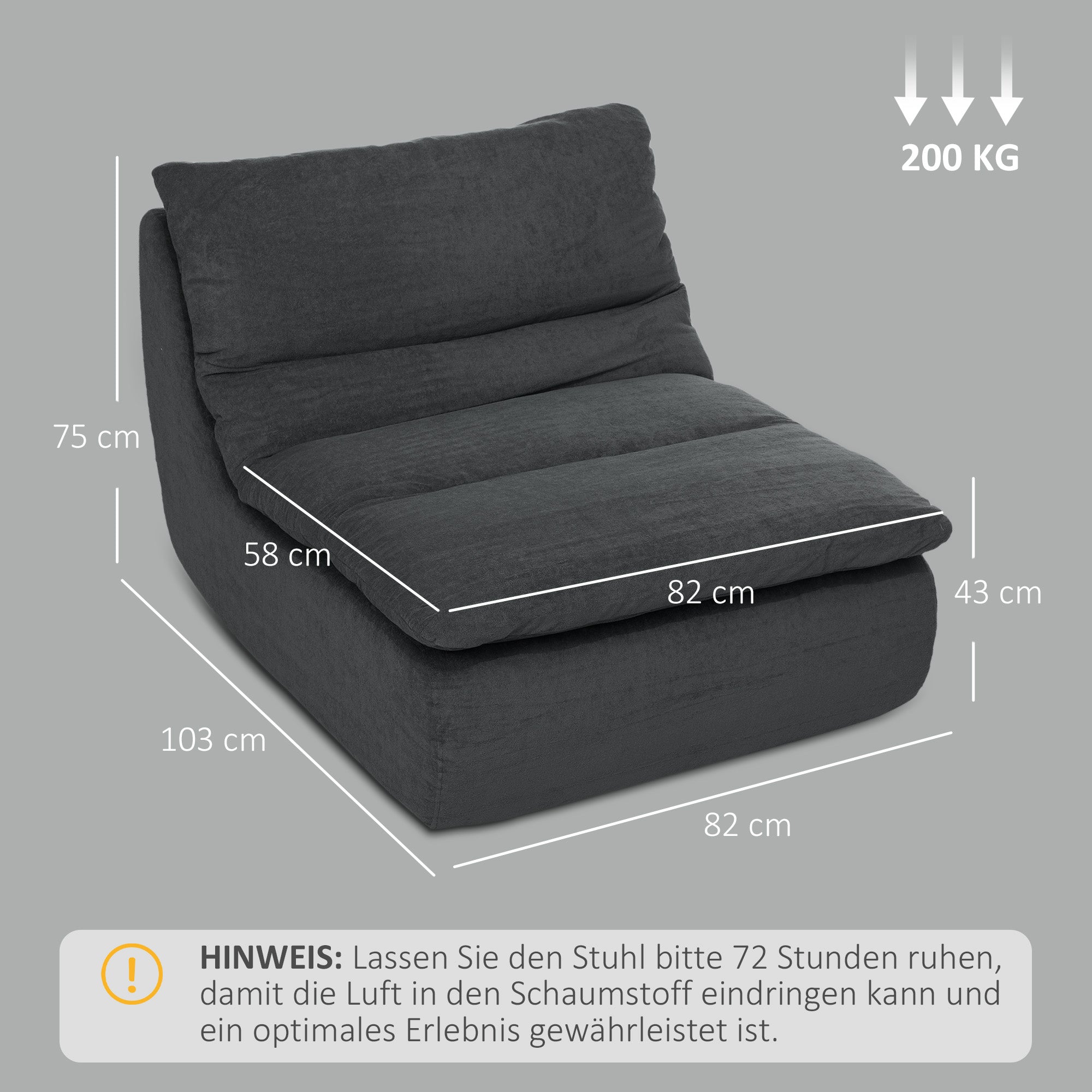 Floor Chair with one-piece ultra-high-density foam, floor seat Lazy Sofa with velvet look Meditation chair Recliner for Home, Office, Gray