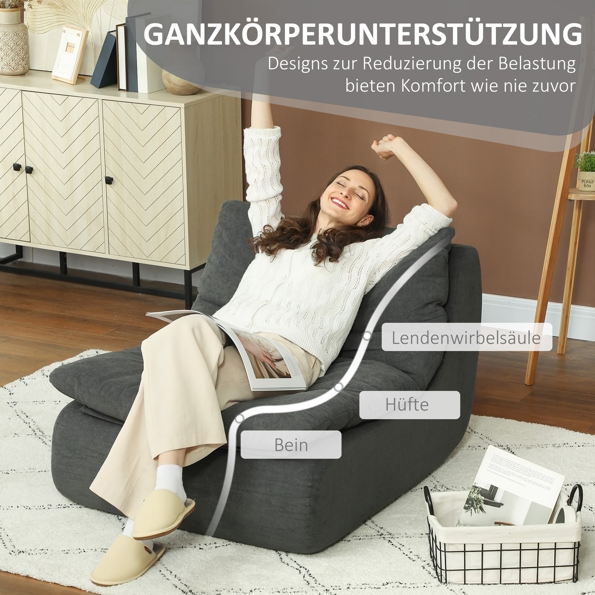 Floor Chair with one-piece ultra-high-density foam, floor seat Lazy Sofa with velvet look Meditation chair Recliner for Home, Office, Gray
