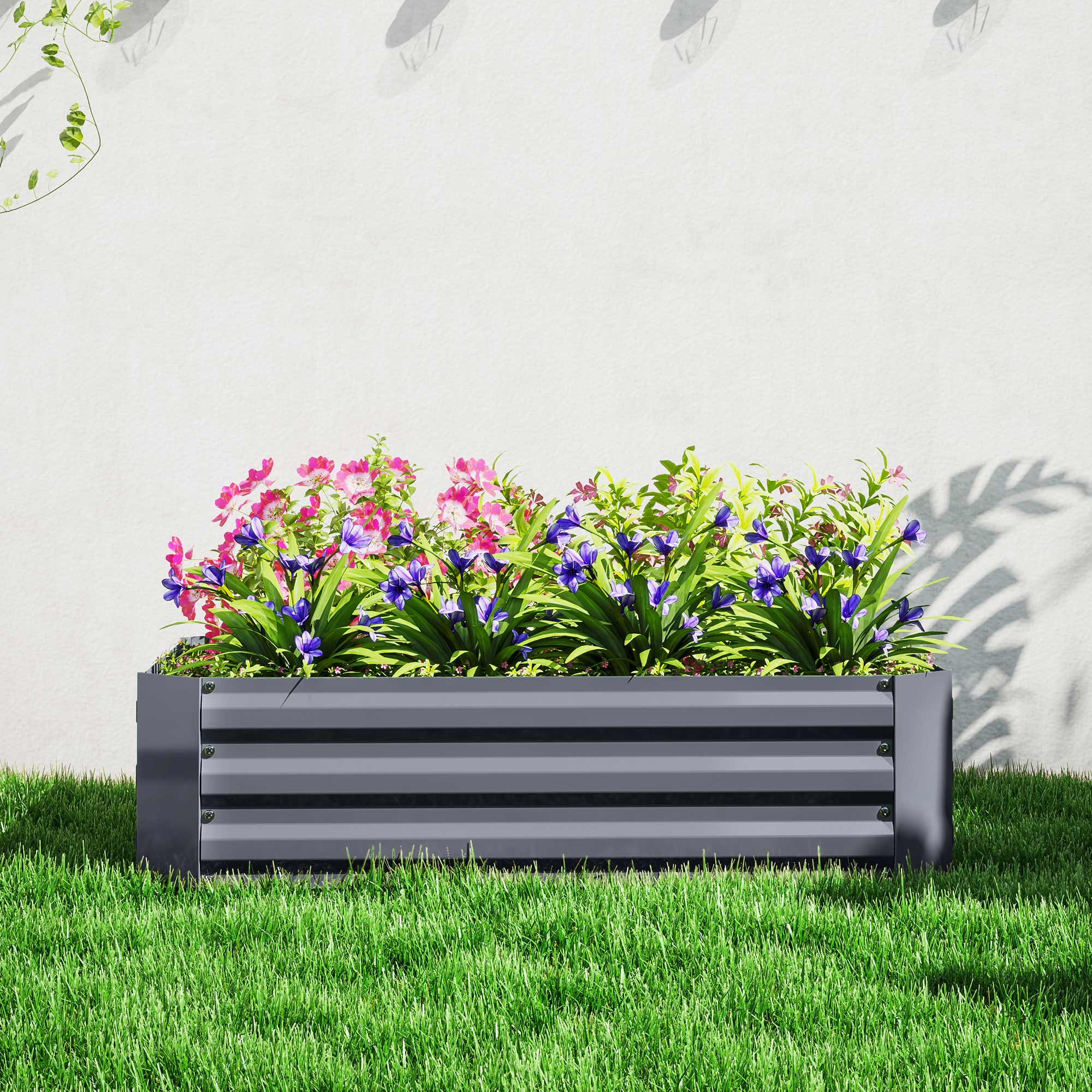 Raised Bed Made of Steel, Planting Bed Cold Frame Garden Bed Flower Box Stackable, Planter Vegetable Bed 120x90x30cm for Garden Balcony, Planter for Flowers, Plants, Vegetables