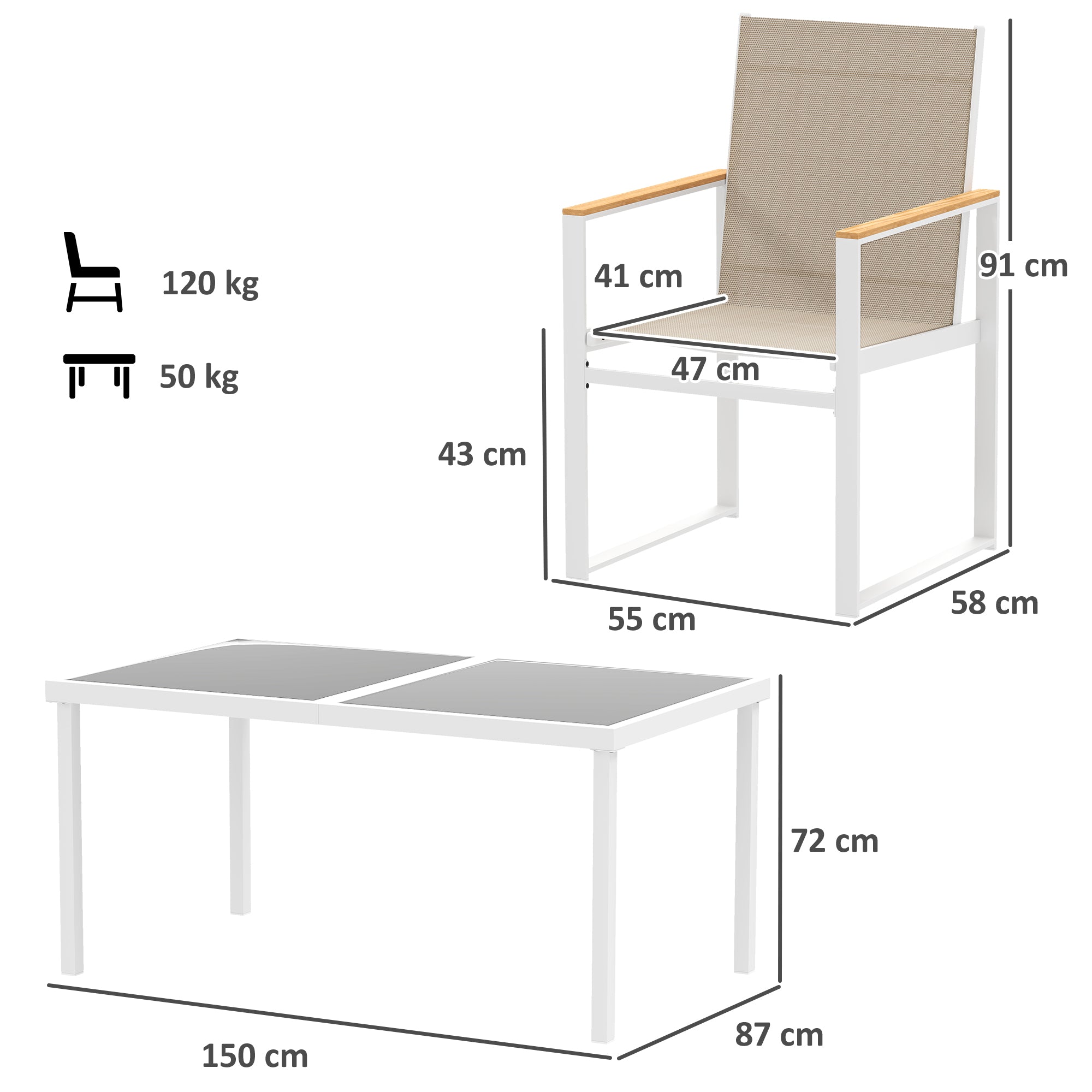 Dining Set 5 pcs. Dining for 4 persons Removable dining table with 4 chairs, dining group kitchen table set with steel frame balcony furniture garden furniture for patio, balcony Multicolored