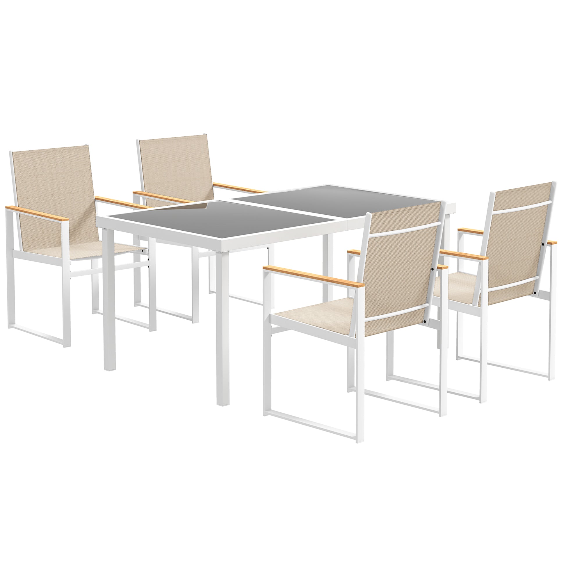 Dining Set 5 pcs. Dining for 4 persons Removable dining table with 4 chairs, dining group kitchen table set with steel frame balcony furniture garden furniture for patio, balcony Multicolored