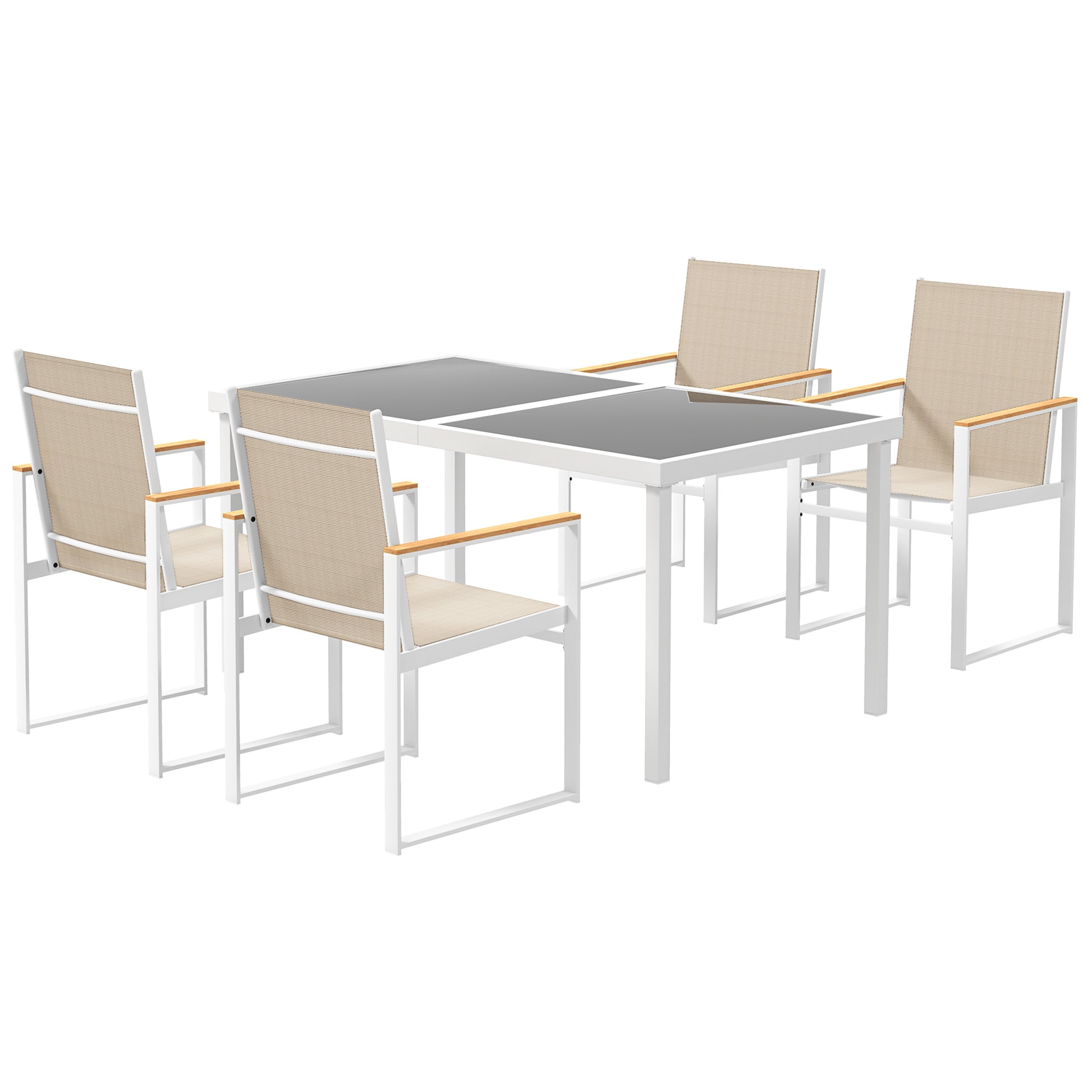 Dining Set 5 pcs. Dining for 4 persons Removable dining table with 4 chairs, dining group kitchen table set with steel frame balcony furniture garden furniture for patio, balcony Multicolored