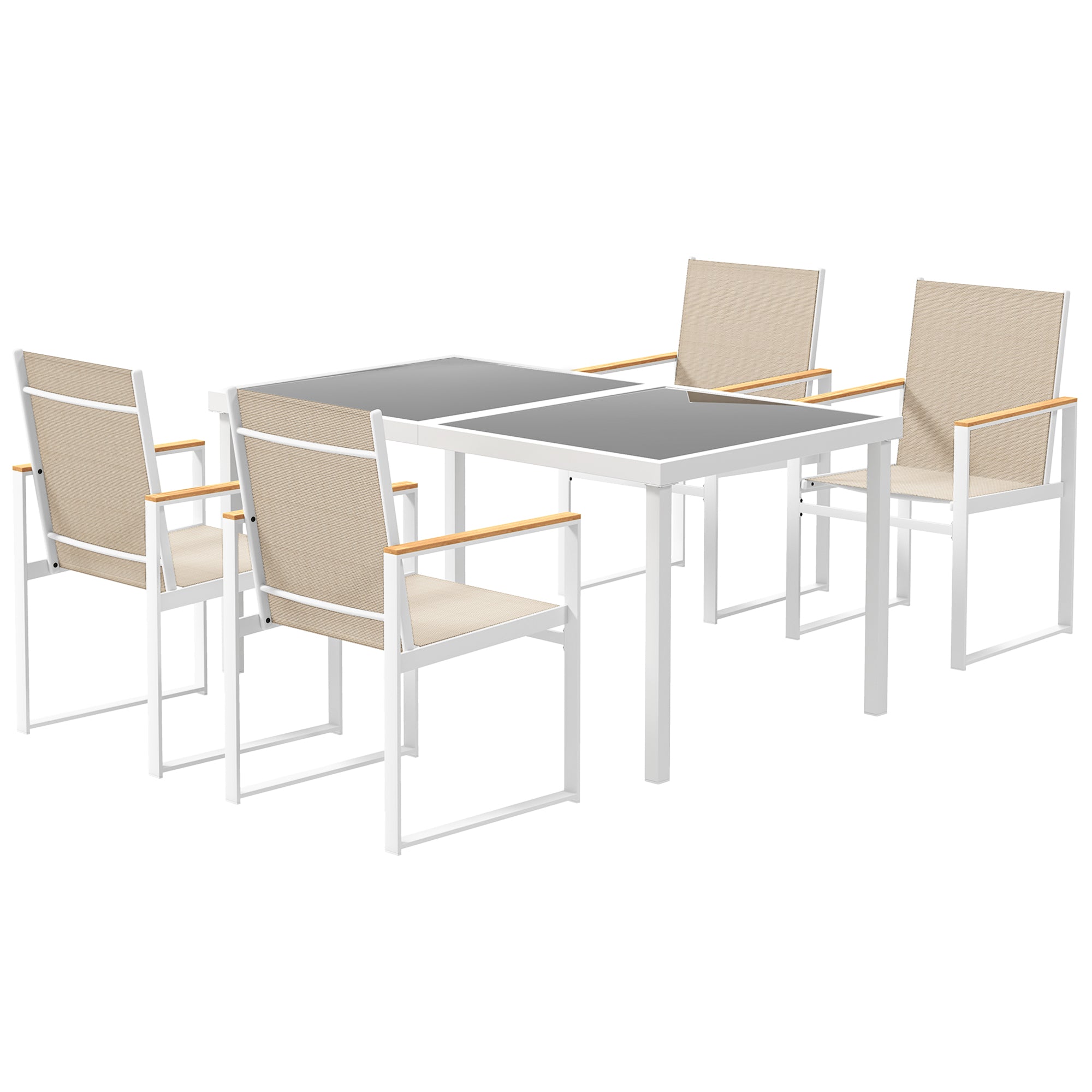 Dining Set 5 pcs. Dining for 4 persons Removable dining table with 4 chairs, dining group kitchen table set with steel frame balcony furniture garden furniture for patio, balcony Multicolored