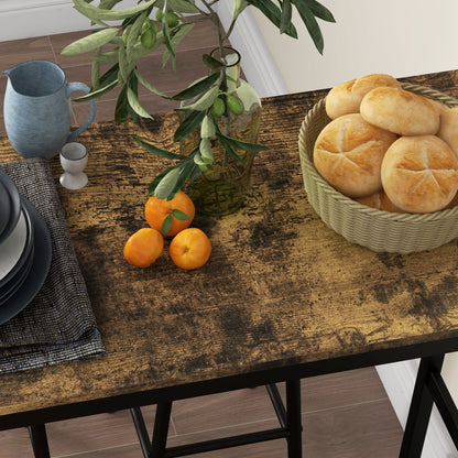 Bar Table Set Bar Table with Bar Stools Set for 2 People Dining Table with 2 Bar Stools with Footrests, Kitchen Table in Industrial Design for Dining Room, Kitchen, Rustic Brown