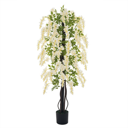 Artificial Wisteria Large 165cm Artificial Plant, Plastic Artificial Flowers in Pot, Fake Plant like real for Office Living Room Bedroom Modern Decoration Gift