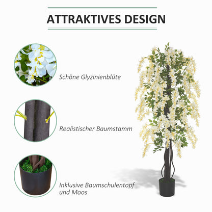 Artificial Wisteria Large 165cm Artificial Plant, Plastic Artificial Flowers in Pot, Fake Plant like real for Office Living Room Bedroom Modern Decoration Gift