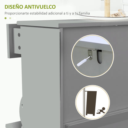 Narrow Shoe Cabinet Entryway Shoe Rack with 2 Flip-Down Drawers and 1 Removable Drawer for 8 Pairs of Shoes for Hallway 60x23.5x98.5 cm Gray