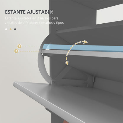 Narrow Shoe Cabinet Entryway Shoe Rack with 2 Flip-Down Drawers and 1 Removable Drawer for 8 Pairs of Shoes for Hallway 60x23.5x98.5 cm Gray