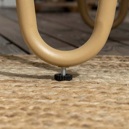 Synthetic Rattan Garden Set 4-Piece Outdoor Furniture with 2-Seater Sofa 2 Armchairs and Glass Top Coffee Table with Removable Cushions Natural and Gray