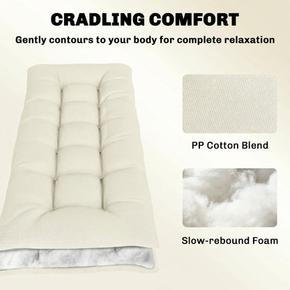 Removable Pallet Seat Cushion with Straps for Most Loungers, 78 x 25.6 x 5.1 in (198 x 65 x 13 cm), Beige