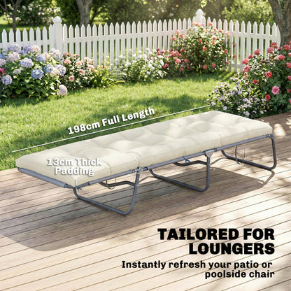 Removable Pallet Seat Cushion with Straps for Most Loungers, 78 x 25.6 x 5.1 in (198 x 65 x 13 cm), Beige