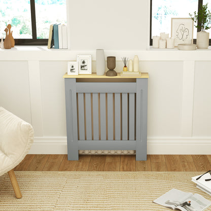 Radiator Cover 78x19x83 cm MDF Radiator Cover for Living Room Bedroom Hallway Gray and Oak