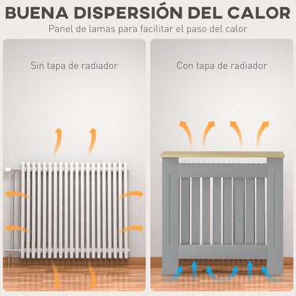 Radiator Cover 78x19x83 cm MDF Radiator Cover for Living Room Bedroom Hallway Gray and Oak