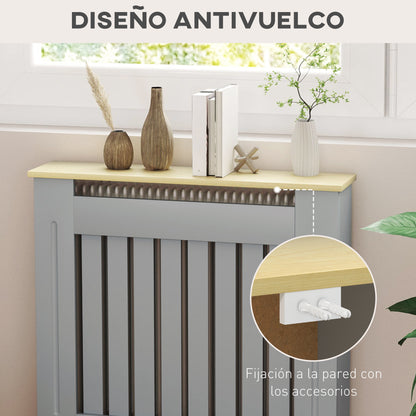 Radiator Cover 78x19x83 cm MDF Radiator Cover for Living Room Bedroom Hallway Gray and Oak
