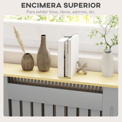 Radiator Cover 78x19x83 cm MDF Radiator Cover for Living Room Bedroom Hallway Gray and Oak