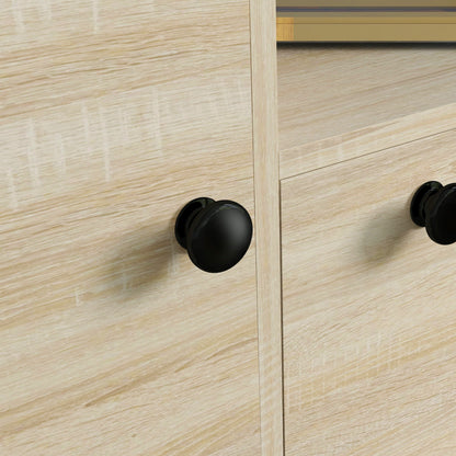 3 in 1 Entryway Furniture with Shoe Rack for 9 Pairs of Shoes, Wall Coat Rack with 4 Hooks, Cupboard, and Mirror in MDF