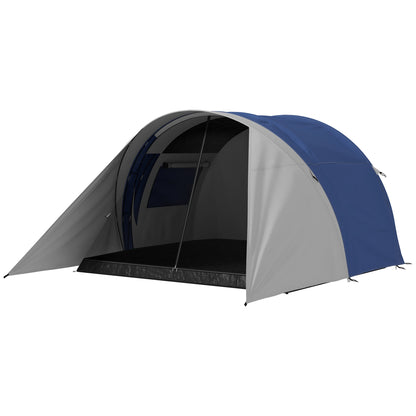 Family Camping Tent for 3-4 People with Double Roof 3000 mm and Carry Bag, Waterproof Ventilated Lightweight Tunnel Tent, dim. 390L x 315W x 188H cm