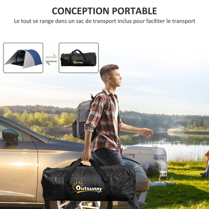 Family Camping Tent for 3-4 People with Double Roof 3000 mm and Carry Bag, Waterproof Ventilated Lightweight Tunnel Tent, dim. 390L x 315W x 188H cm