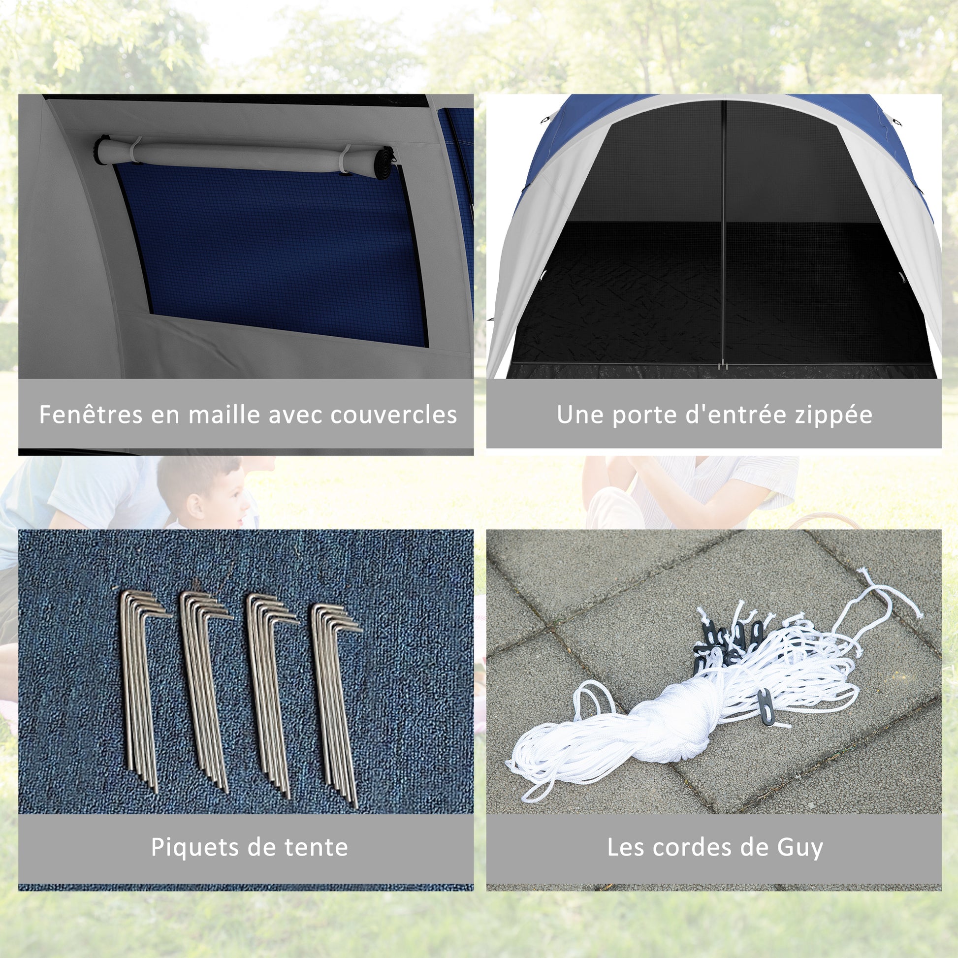 Family Camping Tent for 3-4 People with Double Roof 3000 mm and Carry Bag, Waterproof Ventilated Lightweight Tunnel Tent, dim. 390L x 315W x 188H cm