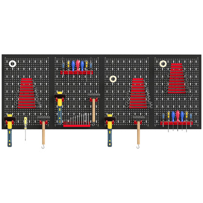 Wall-Mounted Pegboard Storage System, 4 x 23.6 x 15.7 in Panels, 38-Piece Garage Tool Organizer, Black/Red
