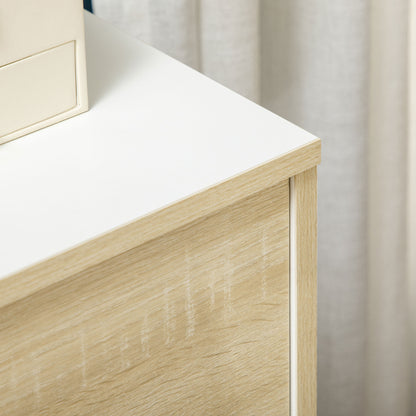 Chest of Drawers with 3 Drawers Two-Tone White and Wood Grain Storage Unit - 75 x 42 x 75 cm