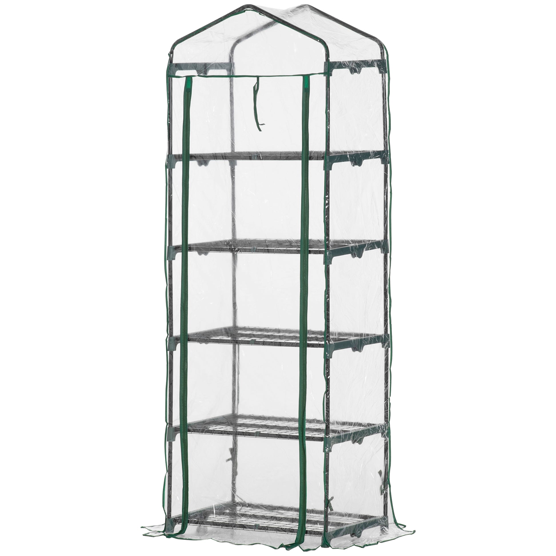Greenhouse with Roll-up Door, Shelves, Winterproof Polytunnel Greenhouse made of Steel, Greenhouse for Balcony, Garden, Tomato House 69 x 49 x 193 cm, Tomato Greenhouse for Tomatoes, Flowers, Transparent
