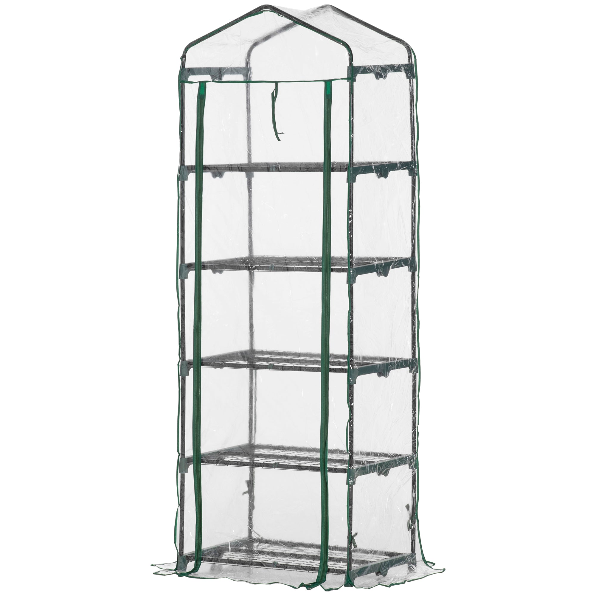 Greenhouse with Roll-up Door, Shelves, Winterproof Polytunnel Greenhouse made of Steel, Greenhouse for Balcony, Garden, Tomato House 69 x 49 x 193 cm, Tomato Greenhouse for Tomatoes, Flowers, Transparent