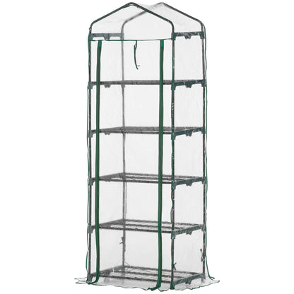 Greenhouse with Roll-up Door, Shelves, Winterproof Polytunnel Greenhouse made of Steel, Greenhouse for Balcony, Garden, Tomato House 69 x 49 x 193 cm, Tomato Greenhouse for Tomatoes, Flowers, Transparent