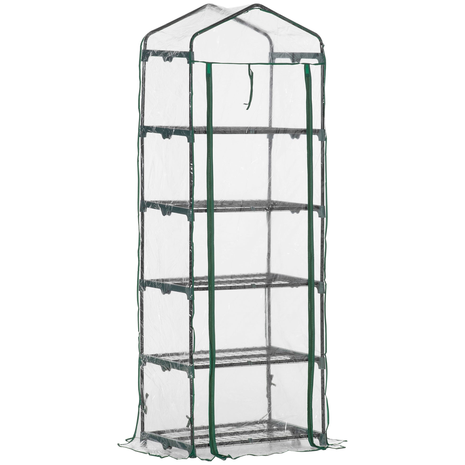 Greenhouse with Roll-up Door, Shelves, Winterproof Polytunnel Greenhouse made of Steel, Greenhouse for Balcony, Garden, Tomato House 69 x 49 x 193 cm, Tomato Greenhouse for Tomatoes, Flowers, Transparent