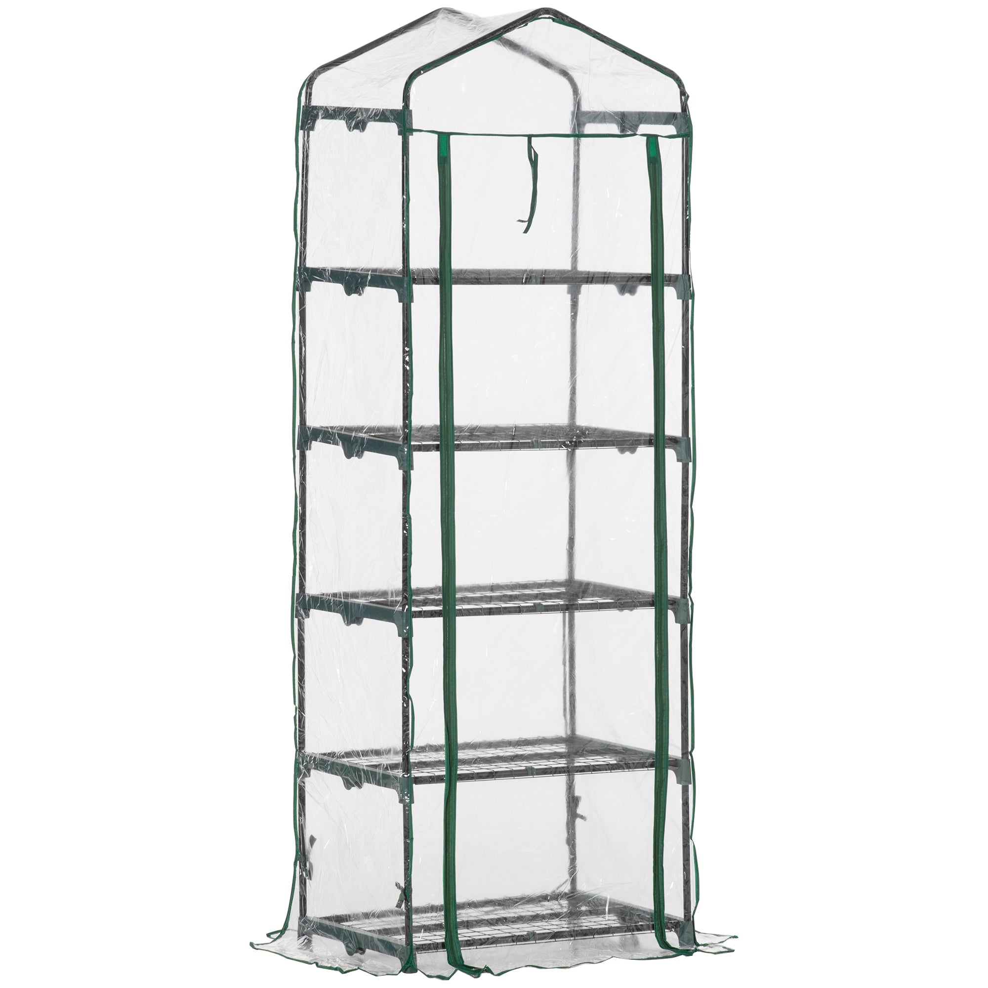 Greenhouse with Roll-up Door, Shelves, Winterproof Polytunnel Greenhouse made of Steel, Greenhouse for Balcony, Garden, Tomato House 69 x 49 x 193 cm, Tomato Greenhouse for Tomatoes, Flowers, Transparent
