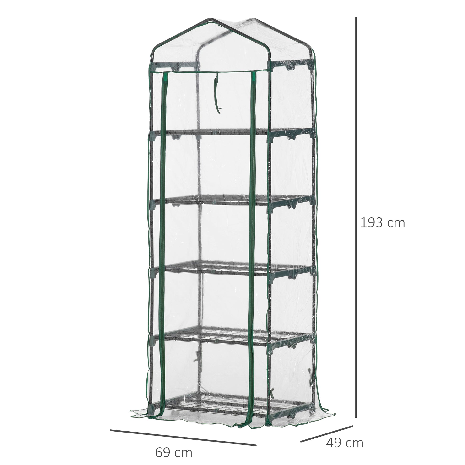 Greenhouse with Roll-up Door, Shelves, Winterproof Polytunnel Greenhouse made of Steel, Greenhouse for Balcony, Garden, Tomato House 69 x 49 x 193 cm, Tomato Greenhouse for Tomatoes, Flowers, Transparent