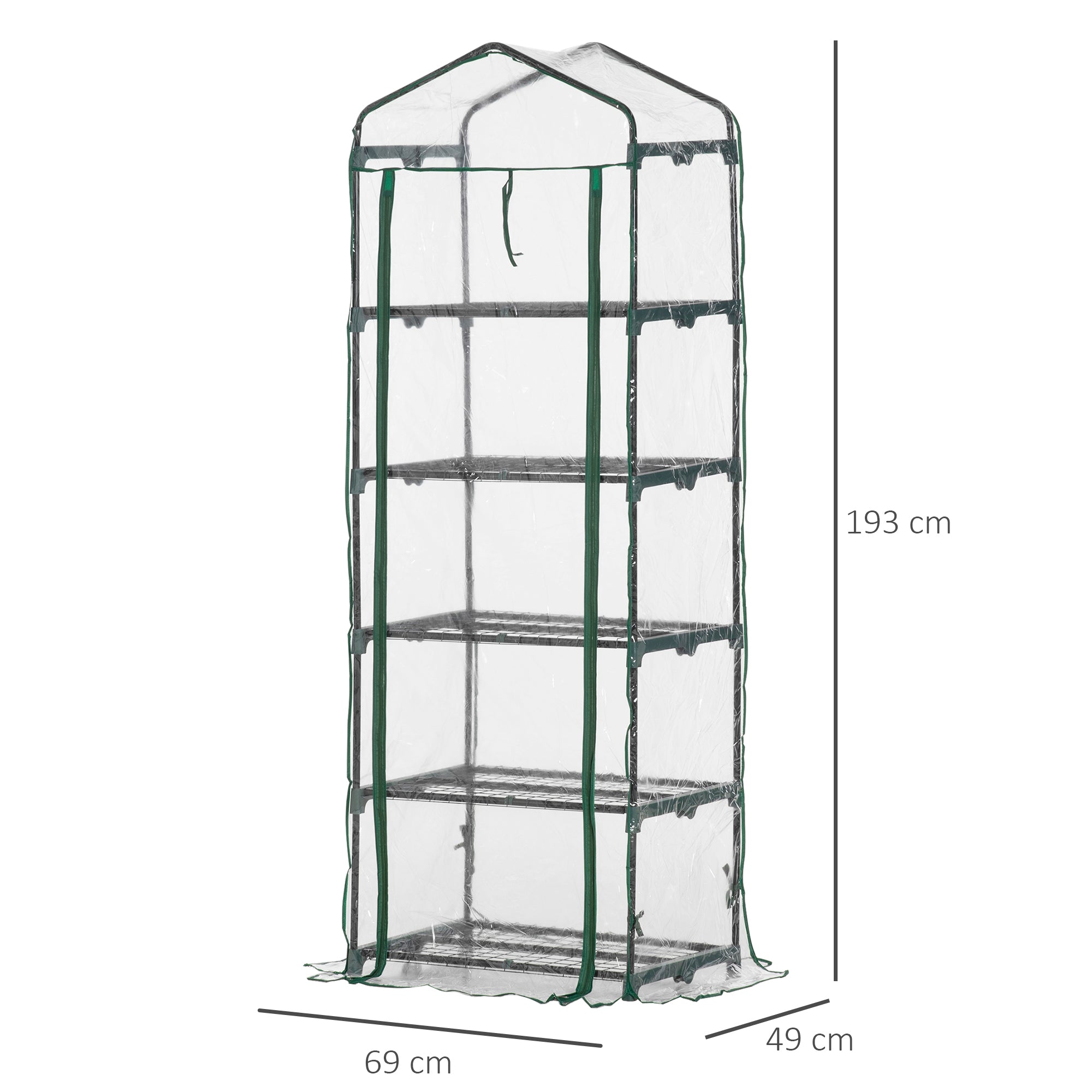Greenhouse with Roll-up Door, Shelves, Winterproof Polytunnel Greenhouse made of Steel, Greenhouse for Balcony, Garden, Tomato House 69 x 49 x 193 cm, Tomato Greenhouse for Tomatoes, Flowers, Transparent