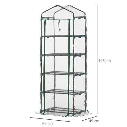 Greenhouse with Roll-up Door, Shelves, Winterproof Polytunnel Greenhouse made of Steel, Greenhouse for Balcony, Garden, Tomato House 69 x 49 x 193 cm, Tomato Greenhouse for Tomatoes, Flowers, Transparent