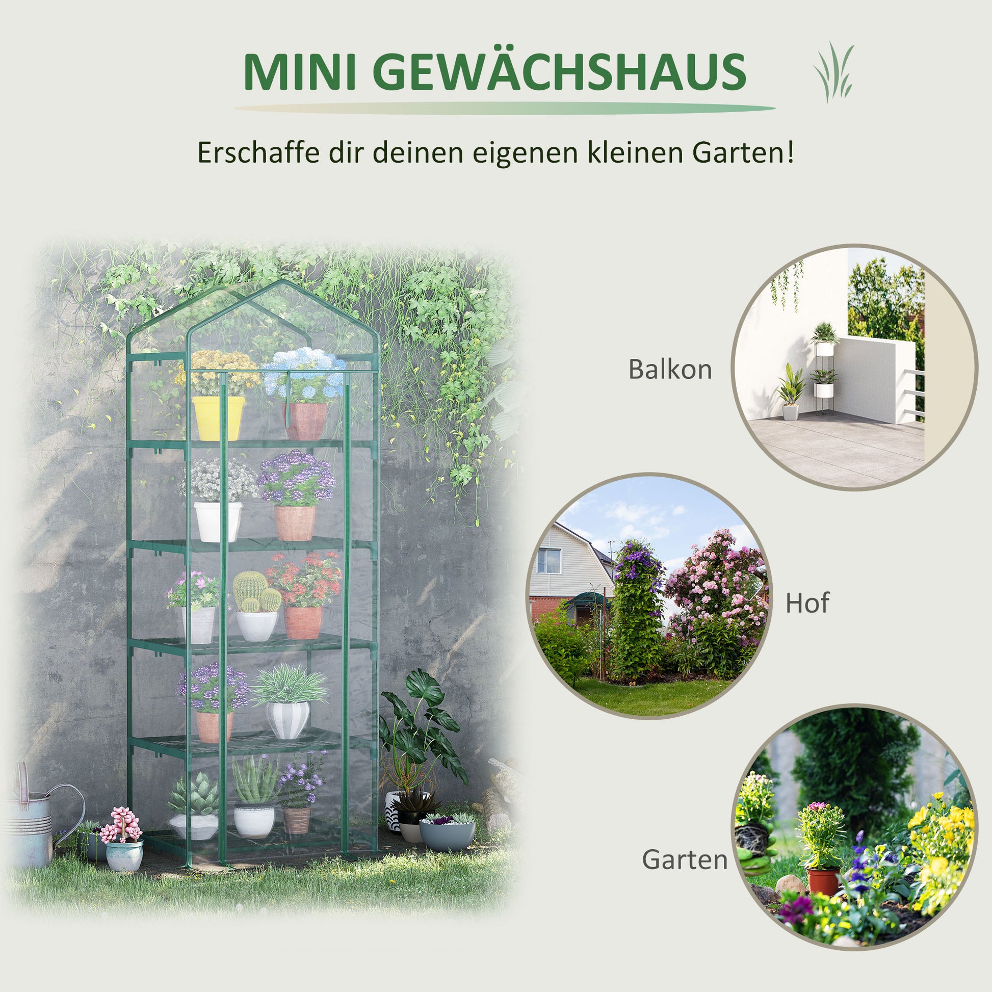 Greenhouse with Roll-up Door, Shelves, Winterproof Polytunnel Greenhouse made of Steel, Greenhouse for Balcony, Garden, Tomato House 69 x 49 x 193 cm, Tomato Greenhouse for Tomatoes, Flowers, Transparent