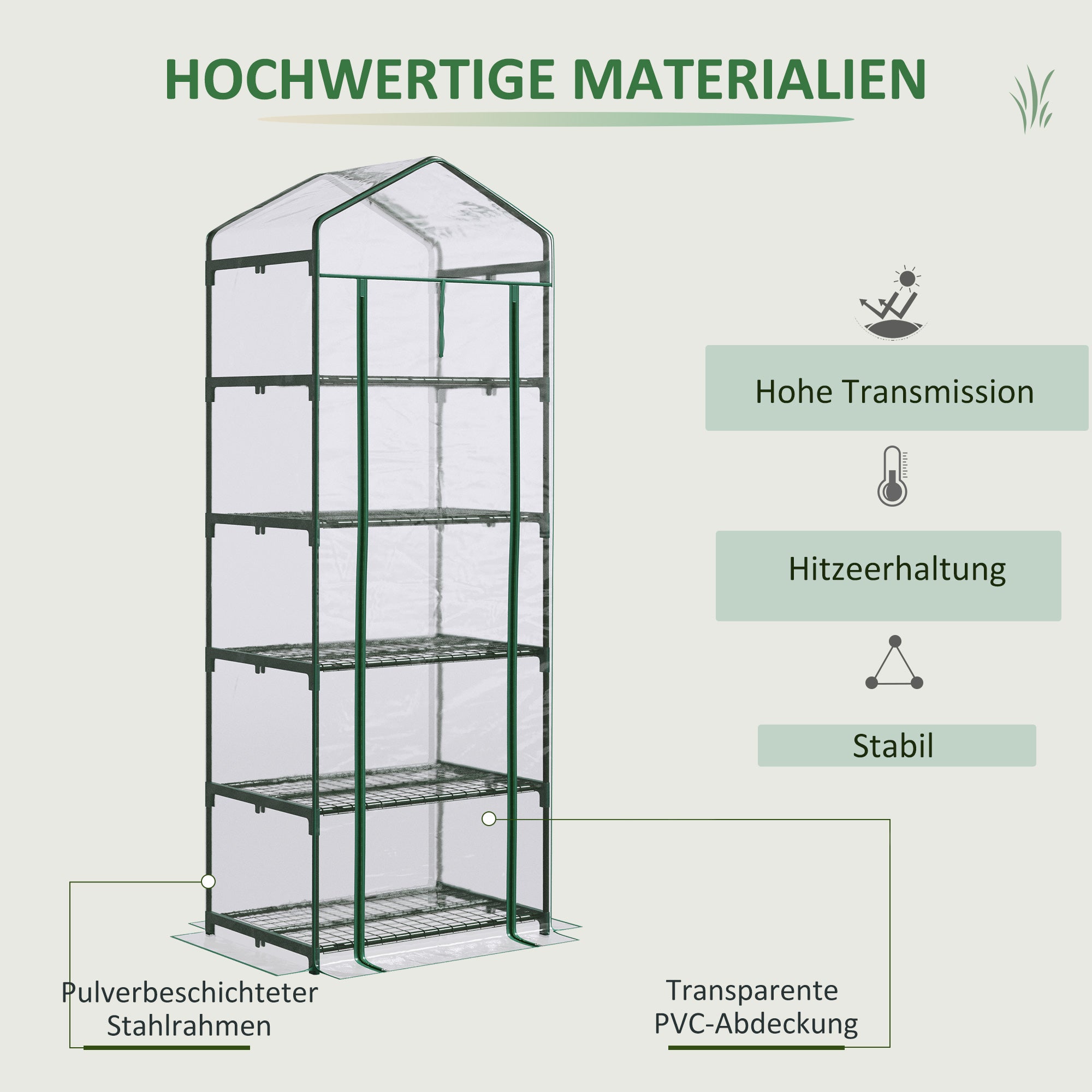 Greenhouse with Roll-up Door, Shelves, Winterproof Polytunnel Greenhouse made of Steel, Greenhouse for Balcony, Garden, Tomato House 69 x 49 x 193 cm, Tomato Greenhouse for Tomatoes, Flowers, Transparent