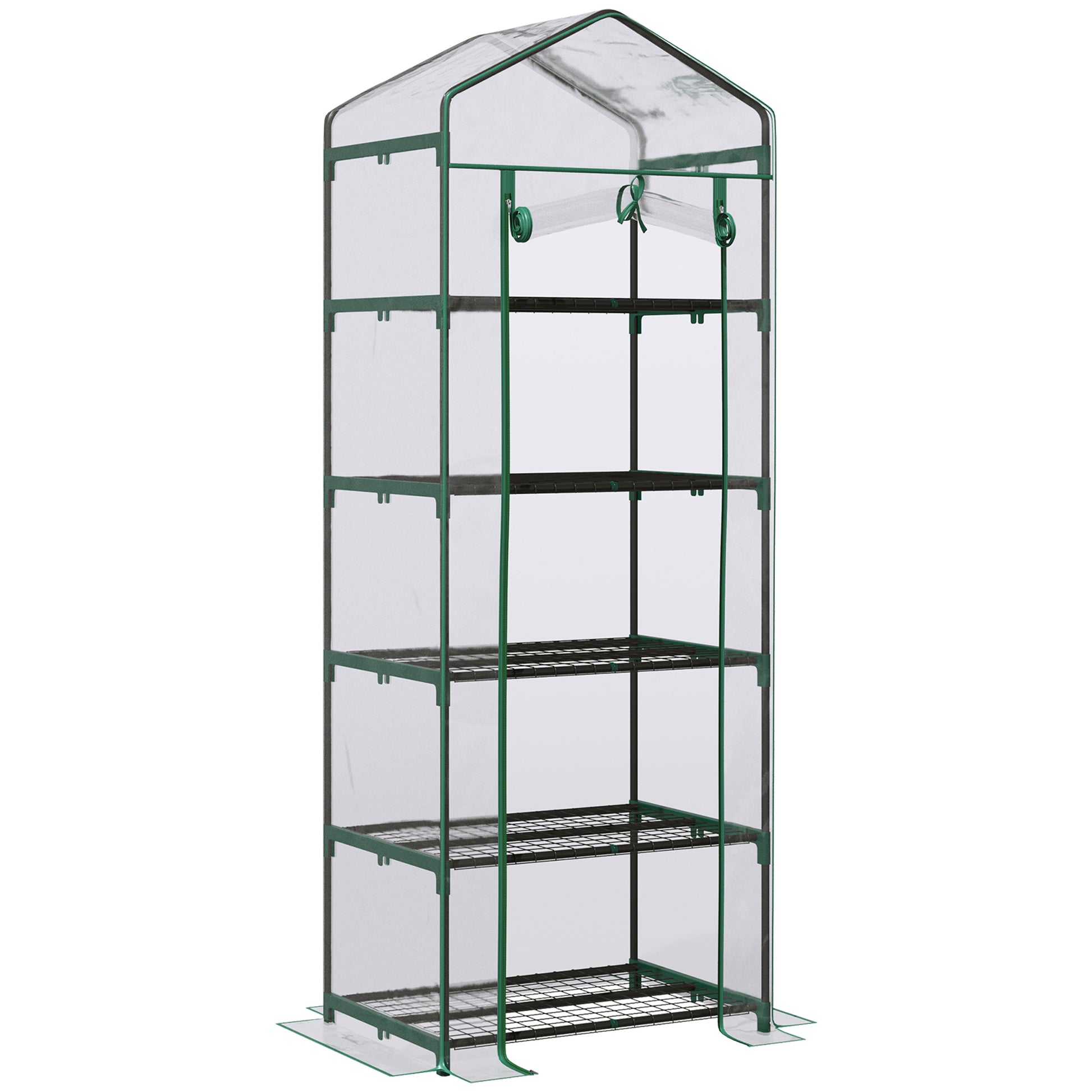 Greenhouse with Roll-up Door, Shelves, Winterproof Polytunnel Greenhouse made of Steel, Greenhouse for Balcony, Garden, Tomato House 69 x 49 x 193 cm, Tomato Greenhouse for Tomatoes, Flowers, Transparent
