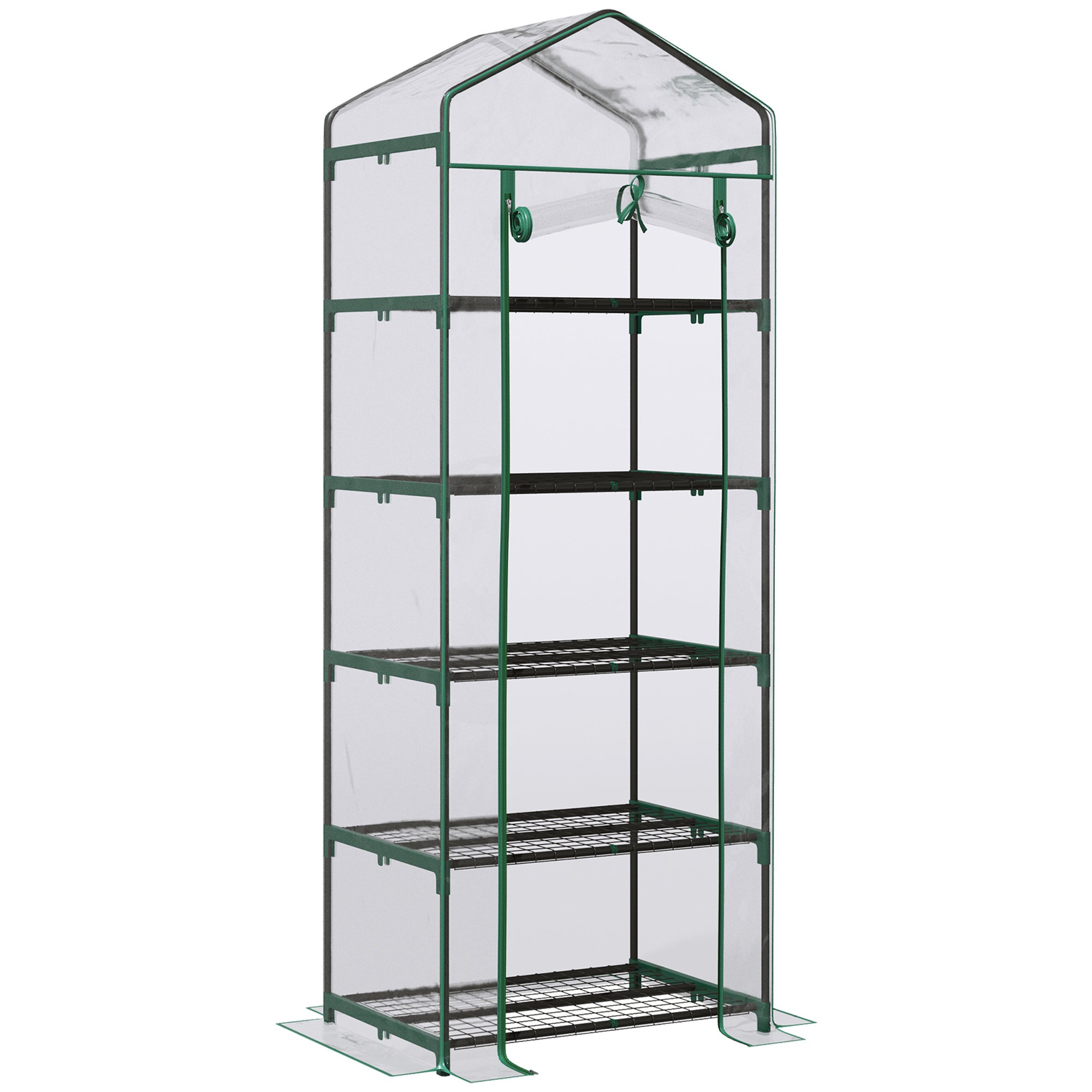Greenhouse with Roll-up Door, Shelves, Winterproof Polytunnel Greenhouse made of Steel, Greenhouse for Balcony, Garden, Tomato House 69 x 49 x 193 cm, Tomato Greenhouse for Tomatoes, Flowers, Transparent