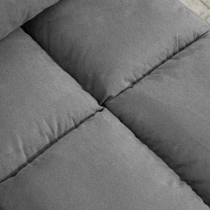 Floor Chair 2-in-1 Floor Seat Bed with Backrest 3 Positions Adjustable Seat Cushion Gray Velvet Metal 102 x 73 x 60 cm